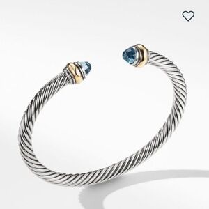 David Yurman Cable Classic Collection Bracelet with blue topaz 18k yellow gold